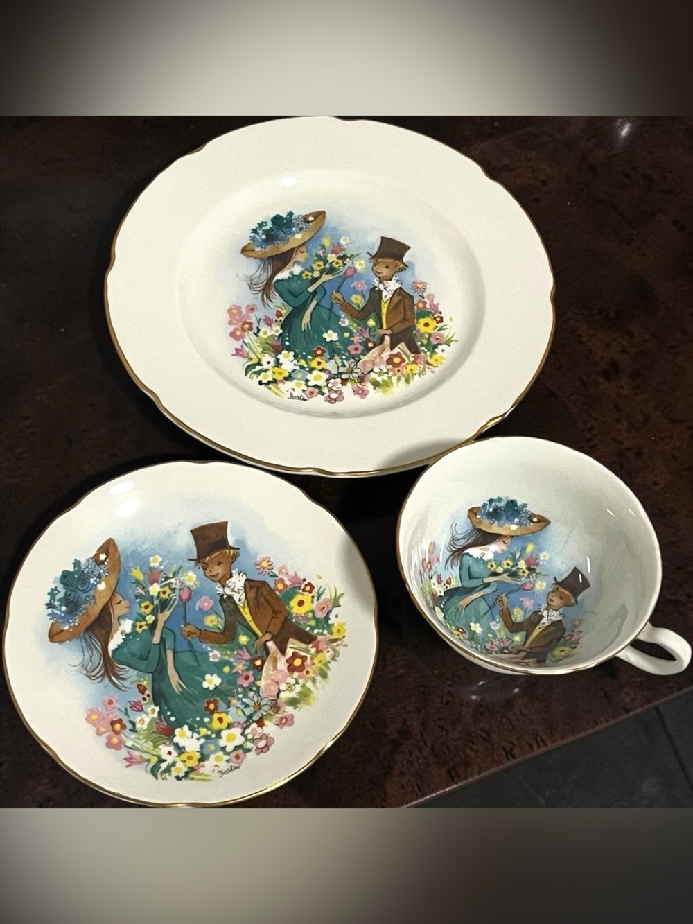 Vintage Royal Grafton Fine Bone China 3Pcs Set Tea Cup, Saucer and Desert Plate
